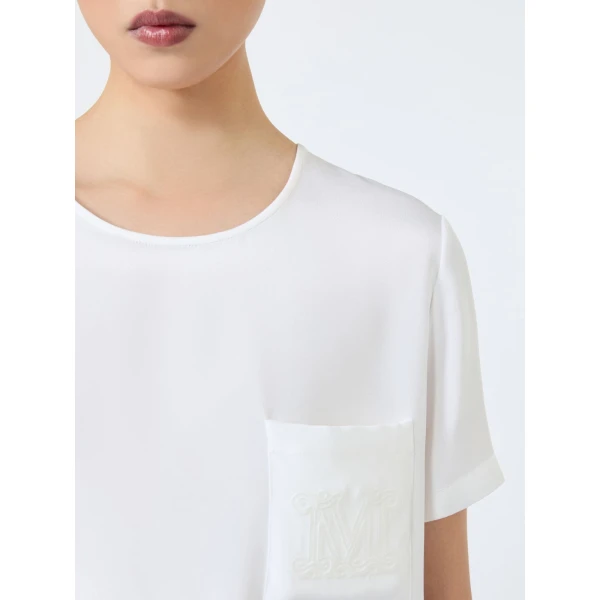 Max Mara Pagano Printed Silk Crepe de Chine Blouse in White | Blouse | Coveti