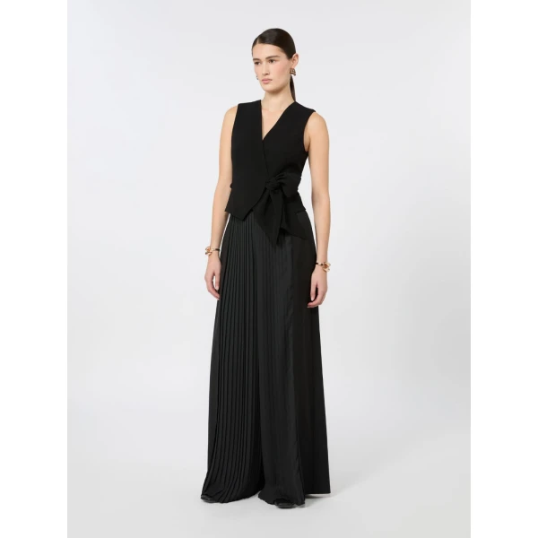 Max Mara Pagella Compact Cady Cropped Gilet in Black | Vests | Coveti