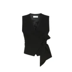 Max Mara Pagella Compact Cady Cropped Gilet in Black | Vests | Coveti