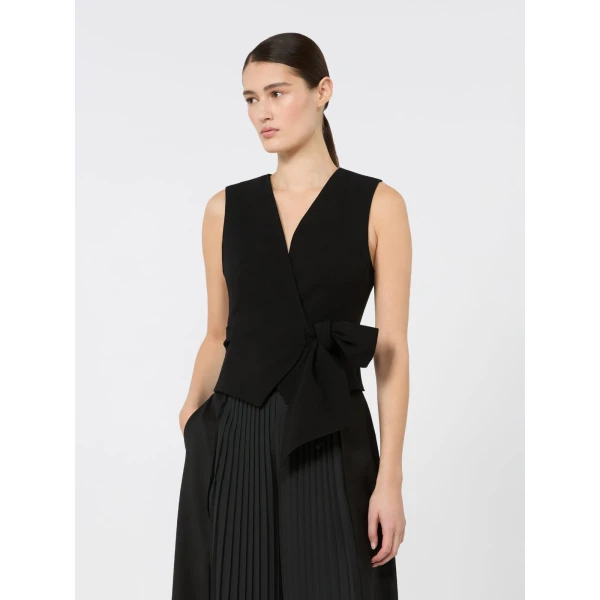 Max Mara Pagella Compact Cady Cropped Gilet in Black | Vests | Coveti