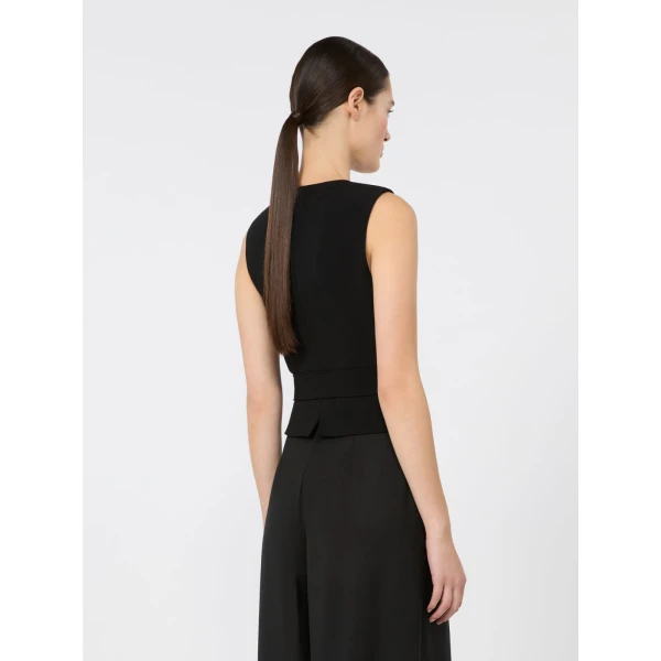 Max Mara Pagella Compact Cady Cropped Gilet in Black | Vests | Coveti