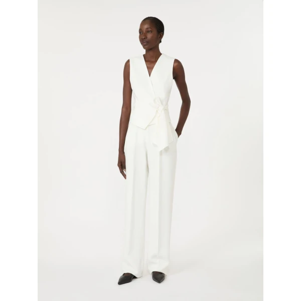 Max Mara Pagella Compact Cady Cropped Gilet in White | Vests | Coveti