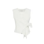 Max Mara Pagella Compact Cady Cropped Gilet in White | Vests | Coveti