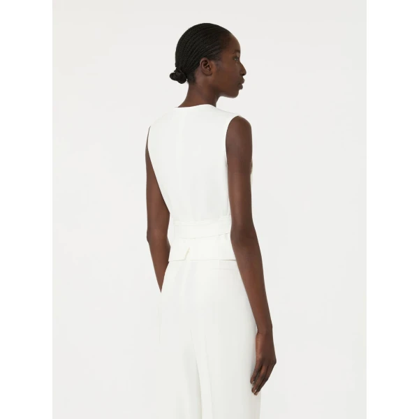 Max Mara Pagella Compact Cady Cropped Gilet in White | Vests | Coveti