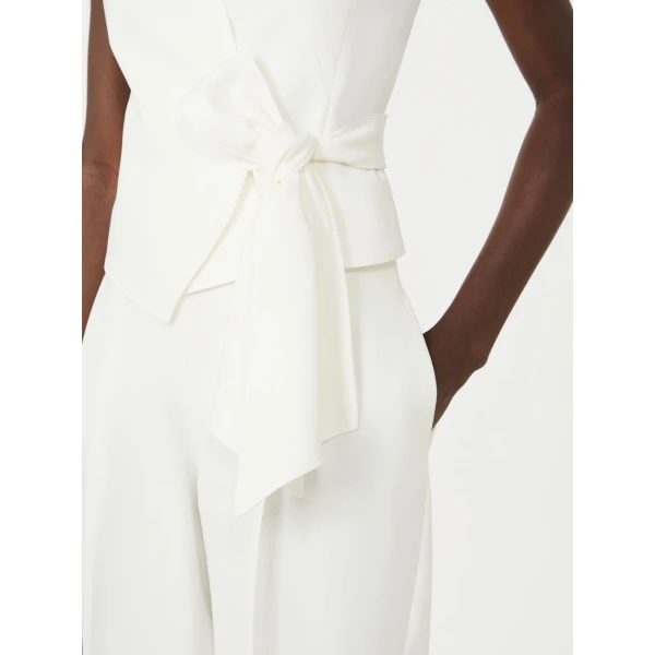 Max Mara Pagella Compact Cady Cropped Gilet in White | Vests | Coveti