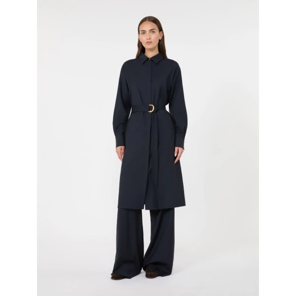 Max Mara Pagella Woollen Cloth Shirt Dress in Navy | Shirtdress | Coveti