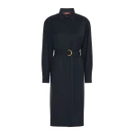 Max Mara Pagella Woollen Cloth Shirt Dress in Navy | Shirtdress | Coveti