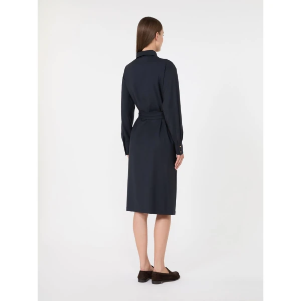 Max Mara Pagella Woollen Cloth Shirt Dress in Navy | Shirtdress | Coveti
