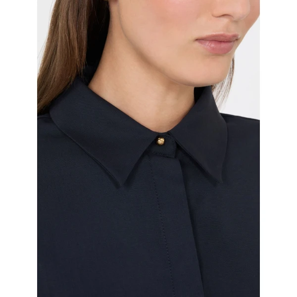 Max Mara Pagella Woollen Cloth Shirt Dress in Navy | Shirtdress | Coveti