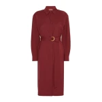 Max Mara Pagella Woollen Cloth Shirt Dress in Ruby | Shirtdress | Coveti