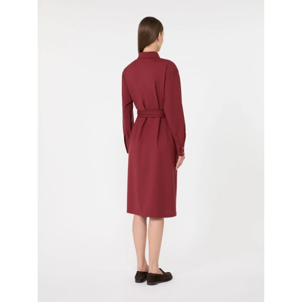 Max Mara Pagella Woollen Cloth Shirt Dress in Ruby | Shirtdress | Coveti