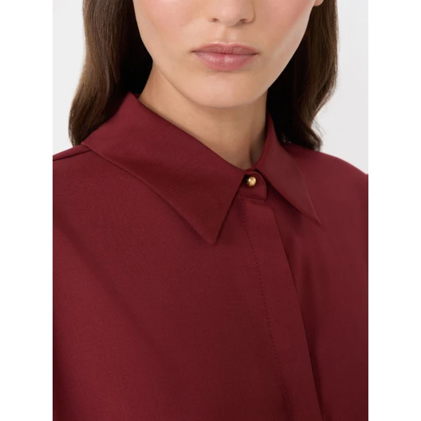 Max Mara Pagella Woollen Cloth Shirt Dress in Ruby | Shirtdress | Coveti