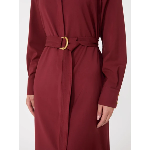 Max Mara Pagella Woollen Cloth Shirt Dress in Ruby | Shirtdress | Coveti