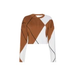 Max Mara Paggio Argyle Wool Boxy Sweater in Tobacco | Sweaters | Coveti