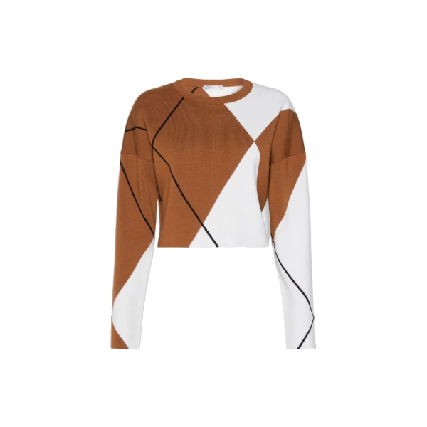 Max Mara Paggio Argyle Wool Boxy Sweater in Tobacco | Sweaters | Coveti