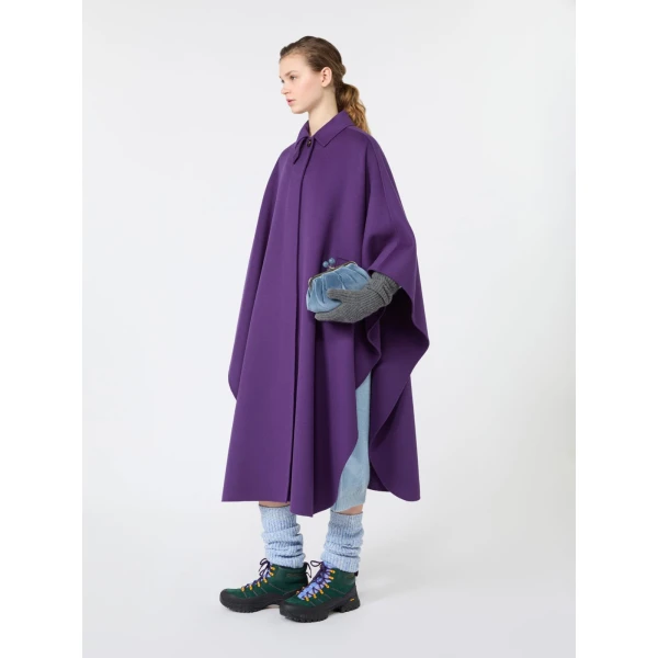 Max Mara Paggio Wool-Blend Maxi Cape in Purple | Coats | Coveti