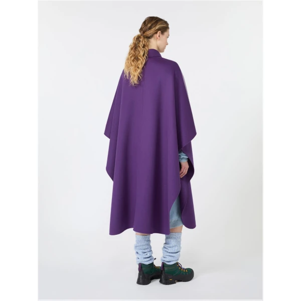 Max Mara Paggio Wool-Blend Maxi Cape in Purple | Coats | Coveti
