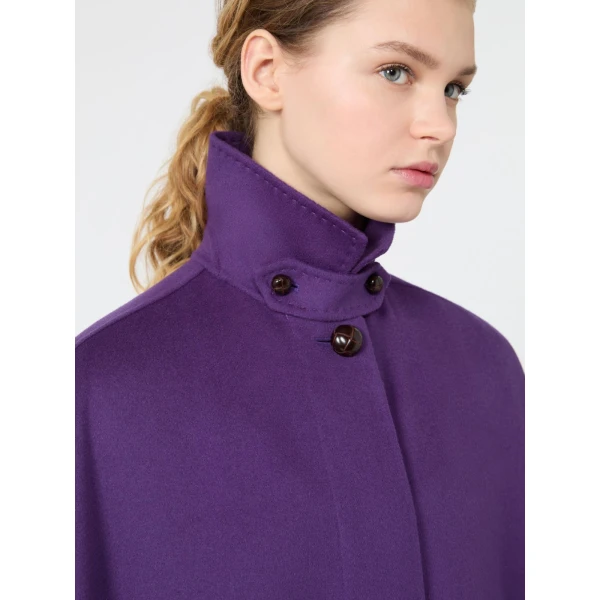 Max Mara Paggio Wool-Blend Maxi Cape in Purple | Coats | Coveti