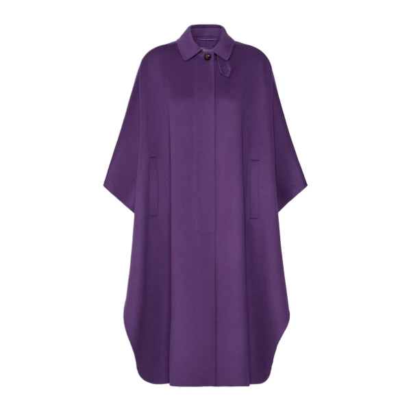 Paggio Wool-Blend Maxi Cape in Purple