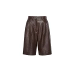 Max Mara Pagine Nappa Leather Bermuda Shorts in Dark Brown | Shorts | Coveti
