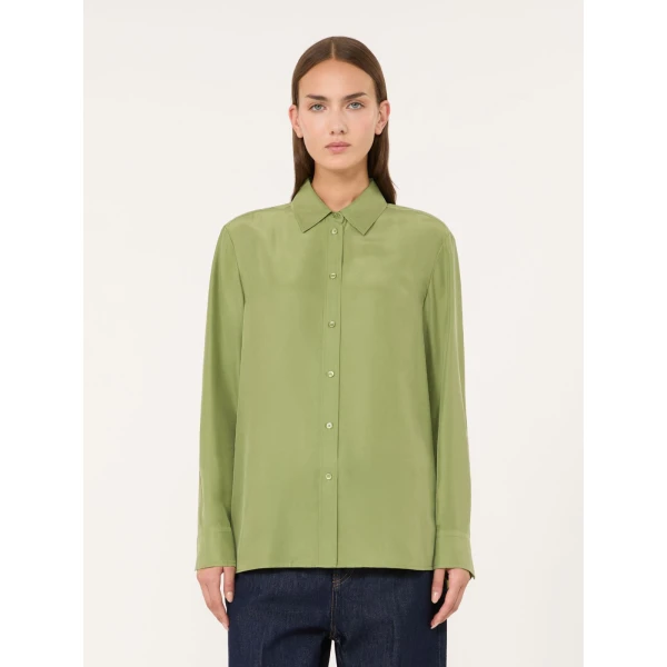 Max Mara Palanca Silk Habotai Shirt in Green | Shirts | Coveti