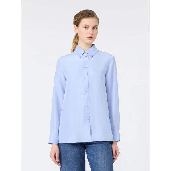 Max Mara Palanca Silk Habotai Shirt in Light Blue | Shirts | Coveti
