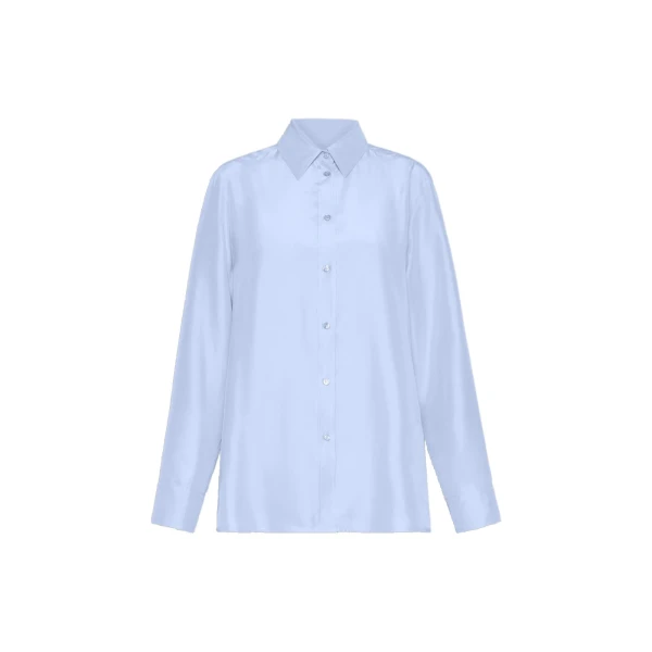 Max Mara Palanca Silk Habotai Shirt in Light Blue | Shirts | Coveti