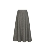 Max Mara Palazzi Wool Blend Donegal Midi Skirt in White Black | Midi Skirts | Coveti