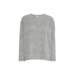 Max Mara Palchi Tweed-Effect Wool and Silk Jumper in Medium Grey | Sweaters | Coveti