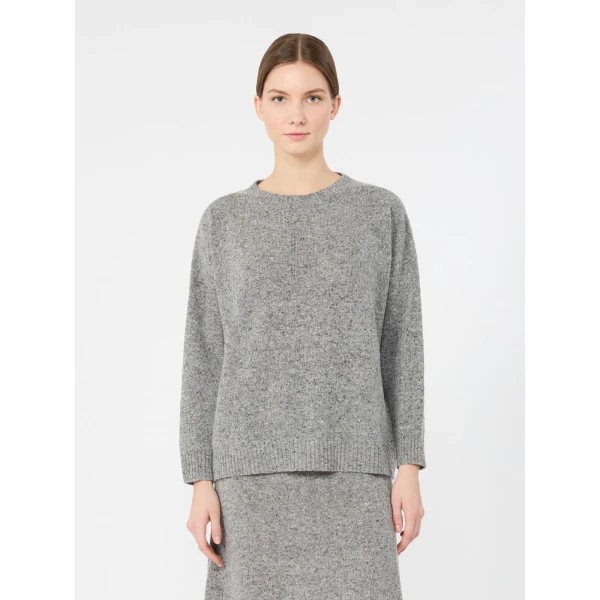 Max Mara Palchi Tweed-Effect Wool and Silk Jumper in Medium Grey | Sweaters | Coveti