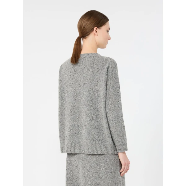 Max Mara Palchi Tweed-Effect Wool and Silk Jumper in Medium Grey | Sweaters | Coveti