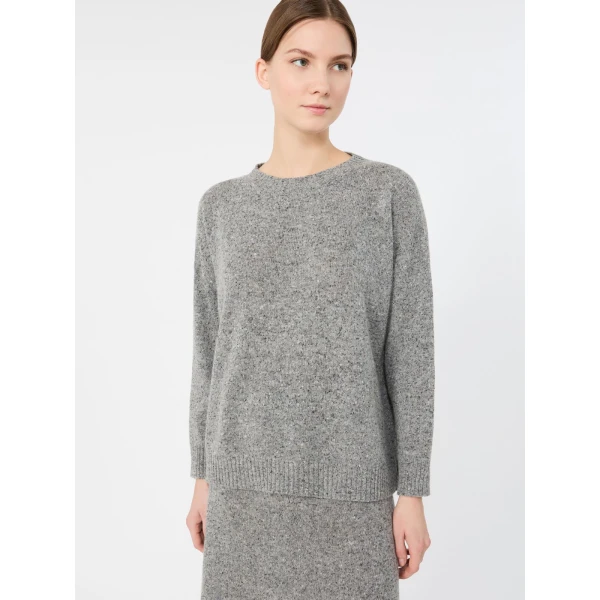 Max Mara Palchi Tweed-Effect Wool and Silk Jumper in Medium Grey | Sweaters | Coveti