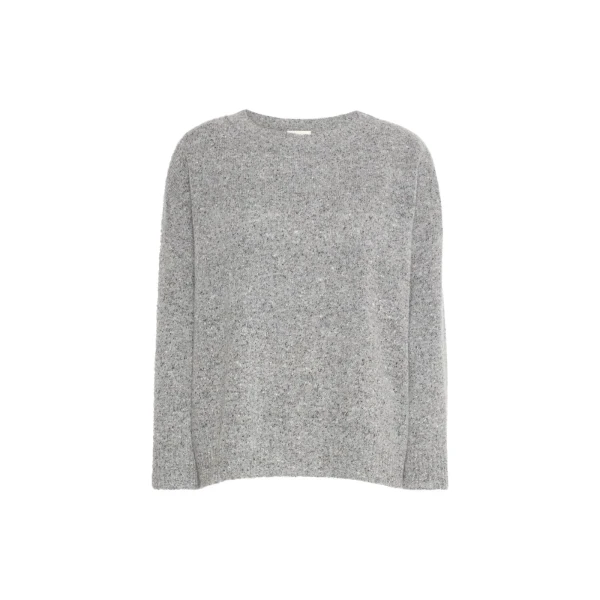 Max Mara Palchi Tweed-Effect Wool and Silk Jumper in Medium Grey | Sweaters | Coveti