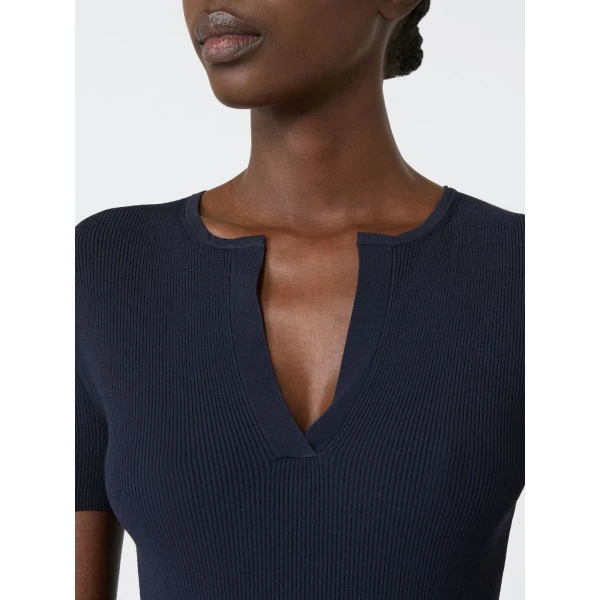 Max Mara Palmeti Viscose Crepe Sweater with Scarf in Ultramarine | Sweaters | Coveti