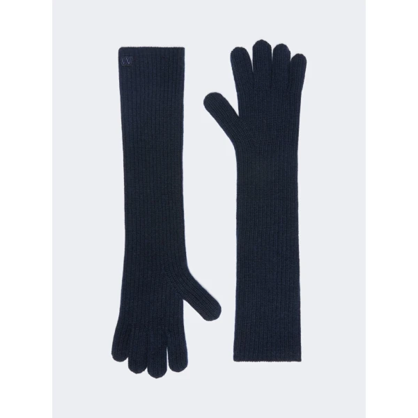 Max Mara Palmi Long Cashmere Gloves in Ultramarine | Gloves | Coveti