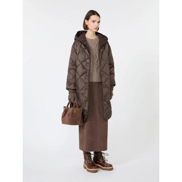 Max Mara Palmi Suede Midi Skirt in Brown | Leather Skirts | Coveti