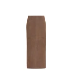 Max Mara Palmi Suede Midi Skirt in Brown | Leather Skirts | Coveti