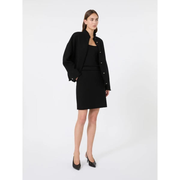 Max Mara Palmizi Double Jersey Wool Bomber Jacket in Black | Blazers | Coveti