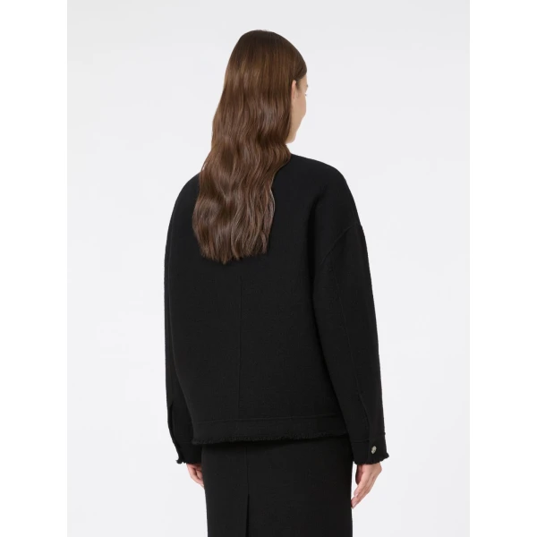 Max Mara Palmizi Double Jersey Wool Bomber Jacket in Black | Blazers | Coveti