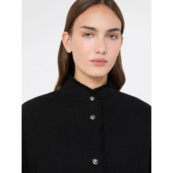 Max Mara Palmizi Double Jersey Wool Bomber Jacket in Black | Blazers | Coveti