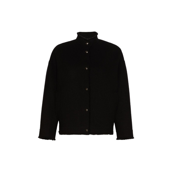 Max Mara Palmizi Double Jersey Wool Bomber Jacket in Black | Blazers | Coveti