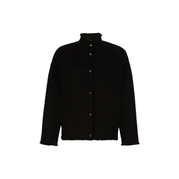 Palmizi Double Jersey Wool Bomber Jacket in Black