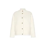 Max Mara Palmizi Double Jersey Wool Bomber Jacket in White | Blazers | Coveti