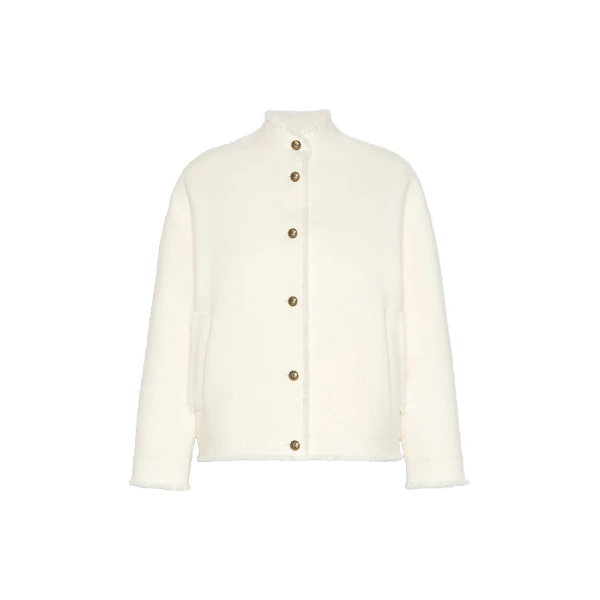 Palmizi Double Jersey Wool Bomber Jacket in White