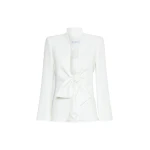 Max Mara Palo Cady Sash Jacket in White | Blazers | Coveti