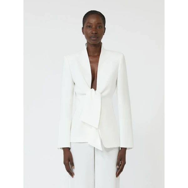 Max Mara Palo Cady Sash Jacket in White | Blazers | Coveti