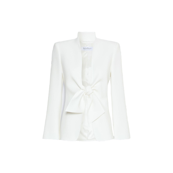 Max Mara Palo Cady Sash Jacket in White | Blazers | Coveti