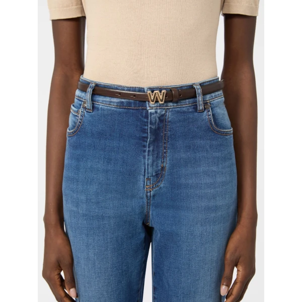 Max Mara Palude Thin Leather Belt in Chocolate | Belts | Coveti