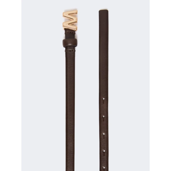 Max Mara Palude Thin Leather Belt in Chocolate | Belts | Coveti