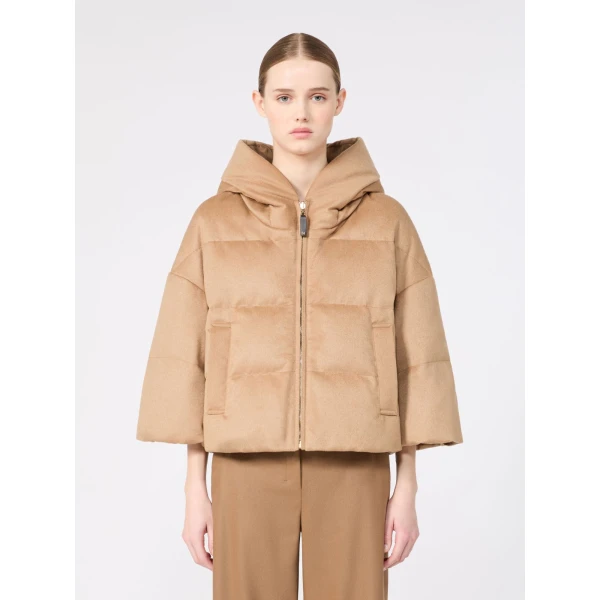 Max Mara Pam Reversible Cape-Style Camel Puffer in Beige | Jackets | Coveti